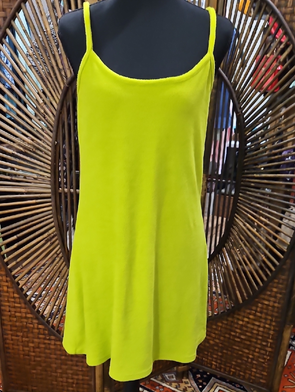 H&M DIVIDED Neon Lime Slip Dress Terry Clothe. Size M